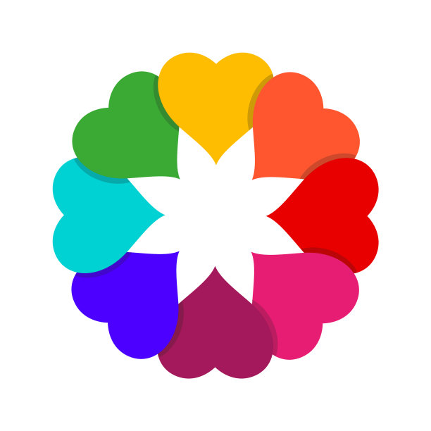 五彩的心，带着阴影，绕着圈图片下载