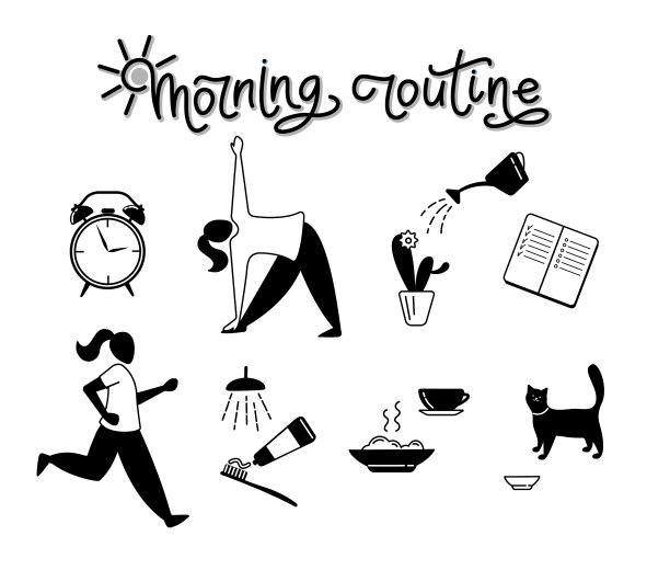 早上例行的字母和一套图标图片下载