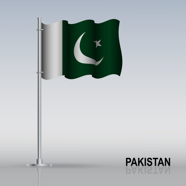 飘扬在旗杆上的巴基斯坦国旗图片下载