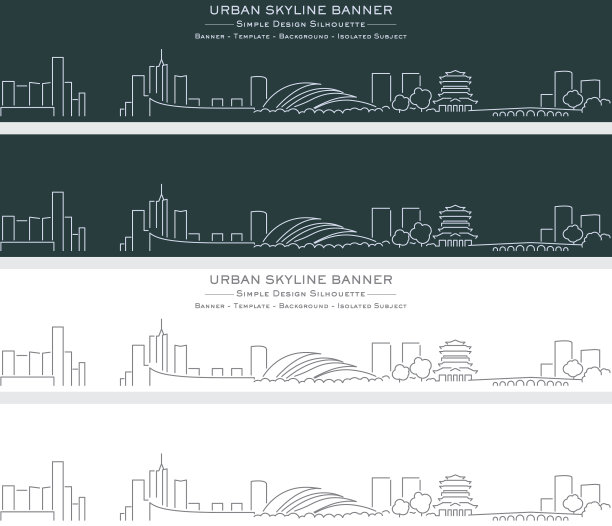 合肥单线天际线侧面横幅图片下载