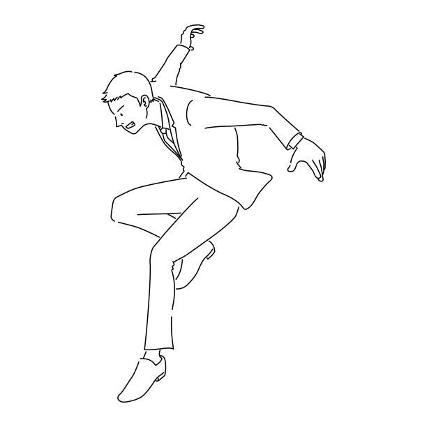 一个商人蹦蹦跳跳的插图(白色背景，矢量，剪切)图片下载