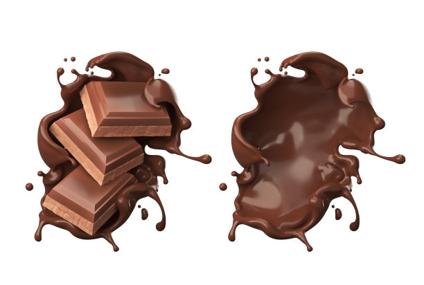 黑巧克力与巧克力奶油飞溅，3d插图。图片下载