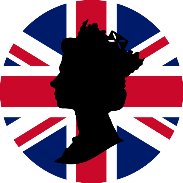 穿着英国国旗的皇室成员的侧面图图片下载