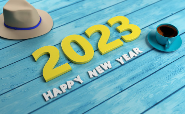 2023年新年创意设计概念- 3D渲染图像图片下载