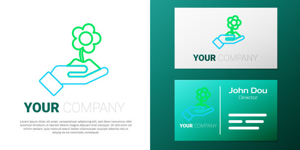 线手握花图标孤立在白色图片下载