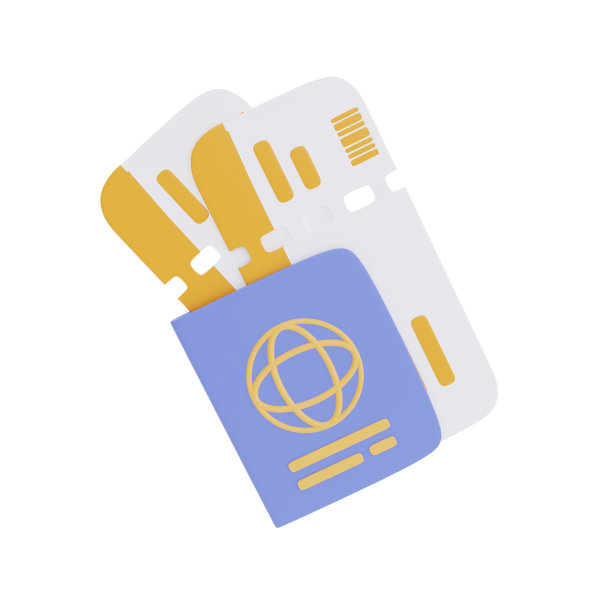 护照与机票隔离在光背景，假期假期，时间旅行，3d渲染图片下载