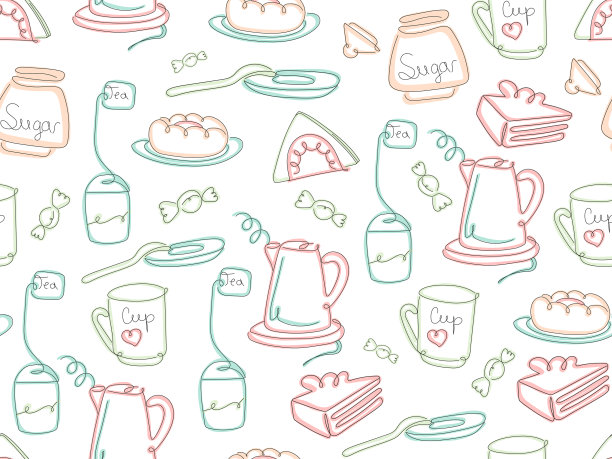 线条艺术茶具图片下载