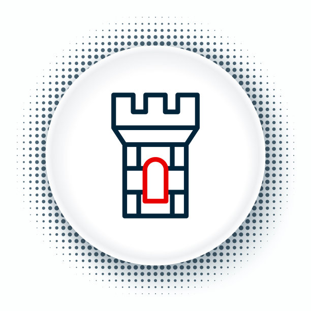 线城堡塔图标孤立在白色图片下载