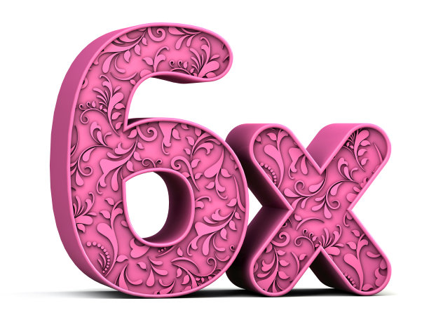 6x 3d花卉文本孤立在白色背景。销售的概念。3 d演示。图片下载