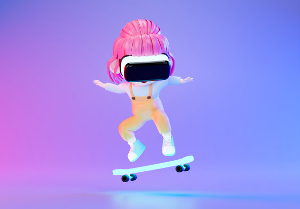 戴着虚拟现实头盔进行活动的人。3 d渲染图图片下载