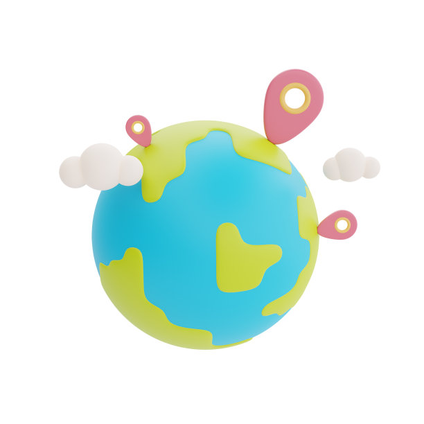 全球与定位销孤立在光背景，假期度假，时间旅行，3d渲染图片下载