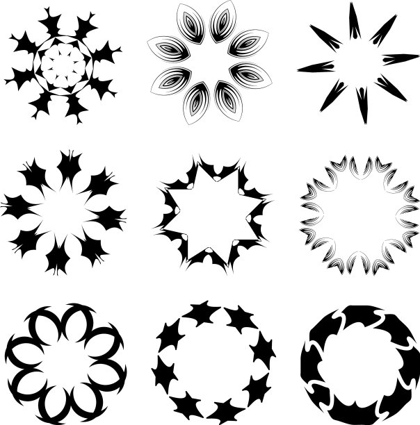 圆形和径向艺术图案黑色几何图片下载