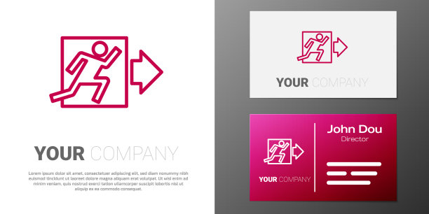 标识线消防出口图标孤立在白色图片下载