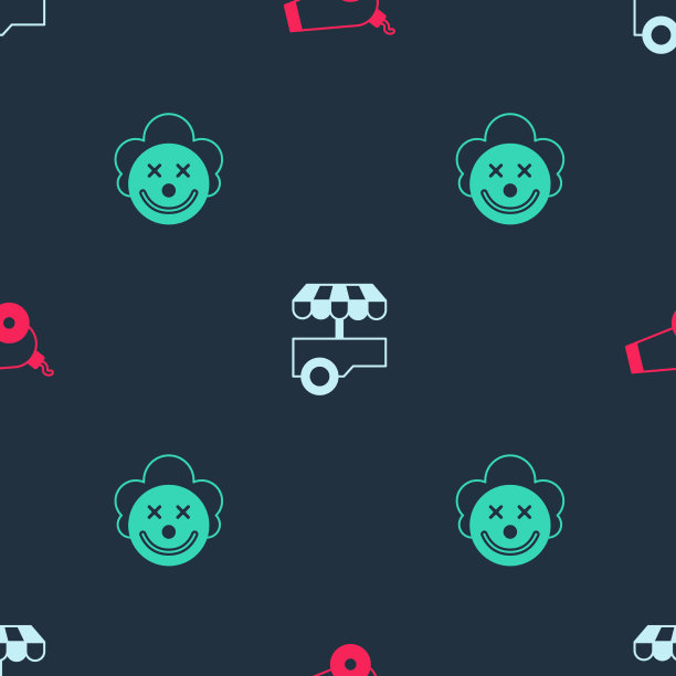 设置大炮快速街头食品车和小丑头图片下载