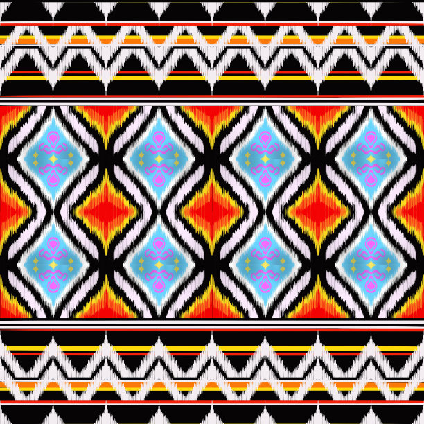 抽象民族几何图案设计。用于背景地毯壁纸服装包裹蜡染织物。图片下载
