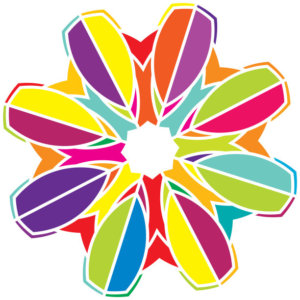 七彩神圣几何图标抽象莲花图片下载