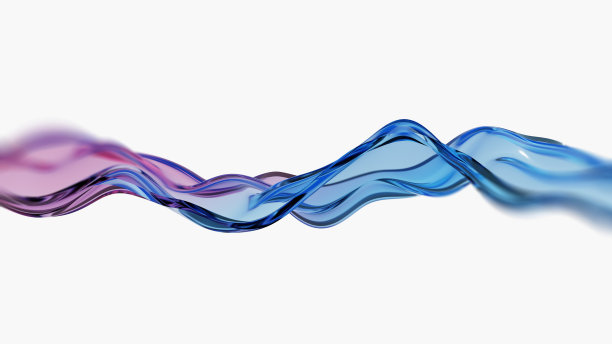 反射玻璃彩虹颜色波浪形状抽象背景三维插图图片下载