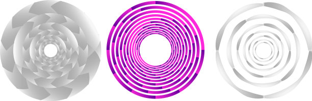 3个抽象的螺旋形几何圆圈图标图片下载