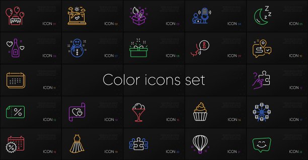 一套微笑聊天，情书和雪人线图标。为设计。向量图片下载