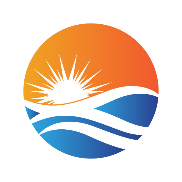 简单的太阳和河流标志免费图标设计矢量图片下载