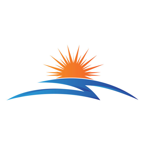 简单的太阳和河流标志免费图标设计矢量图片下载