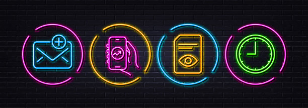 查看文档，新邮件和金融应用程序最小行图标。对于web应用程序，打印矢量图片下载