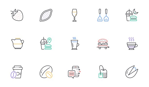 晚上吃，快餐和牛奶壶线条图标的网站，打印。为设计。向量图片下载
