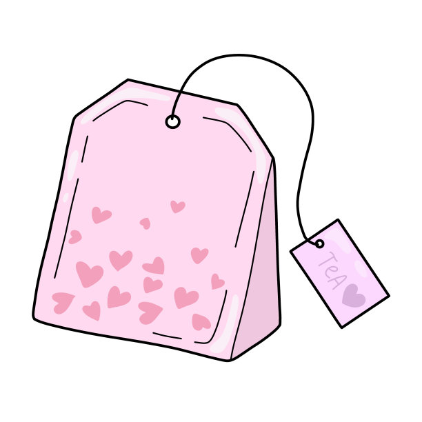 一个茶叶袋在透明背景上的孤立插图。手绘彩色剪贴画图片下载