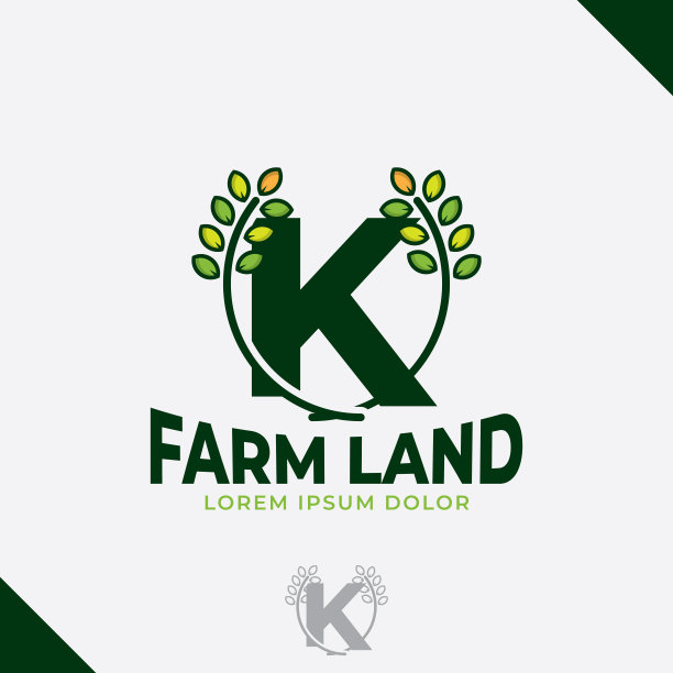 字母K生态绿叶标志，农场标志矢量复古图标，农场标志，绿色自然图标图片下载
