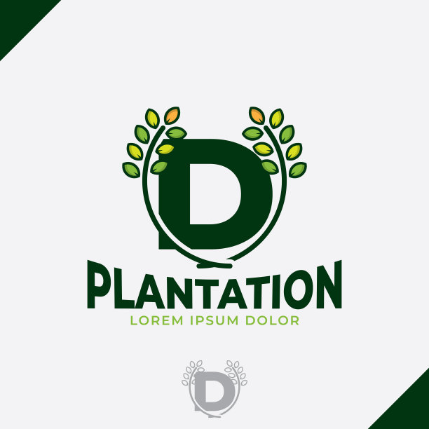 字母D生态绿叶标志，农场标志矢量vintage图标，农场标志，绿色自然图标图片下载