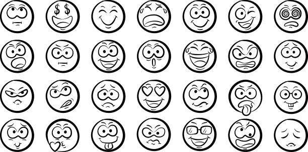 Emoji涂鸦集。矢量孤立的手绘元素图片下载