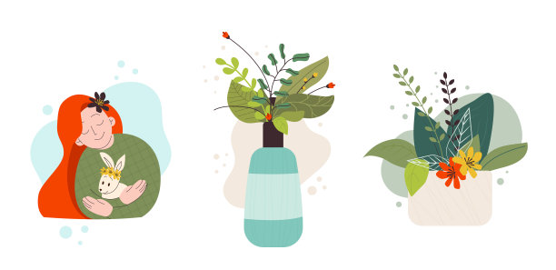 天然有机化妆品套装。没有在动物身上做实验。关于生态友好的矢量插图。图片下载