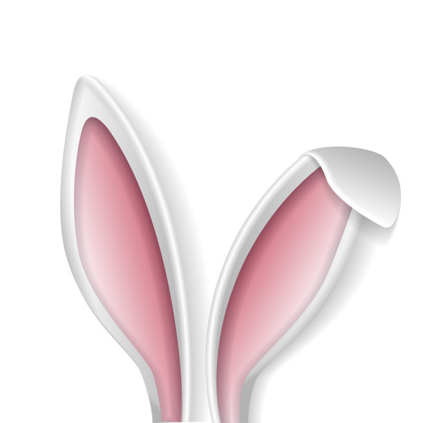 兔子的耳朵。长着白色大耳朵的复活节兔子。图片下载