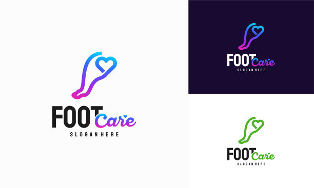足部护理标志设计概念向量，标志性的足部标志设计模板图片下载