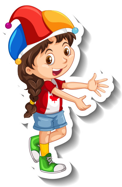 贴纸加拿大女孩戴着小丑帽图片下载