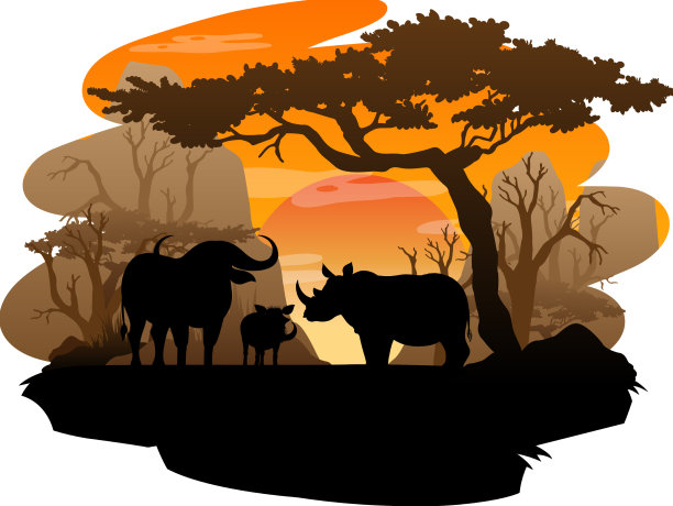 孤立的剪影稀树大草原森林图片下载