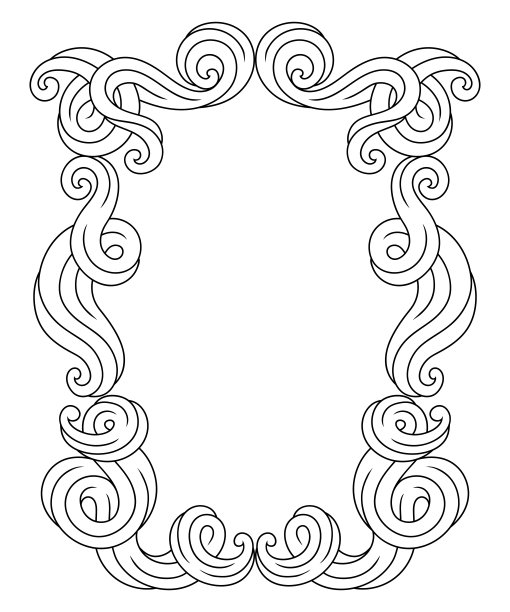 框架与波浪线卷曲。黑白条纹纹理。图片下载