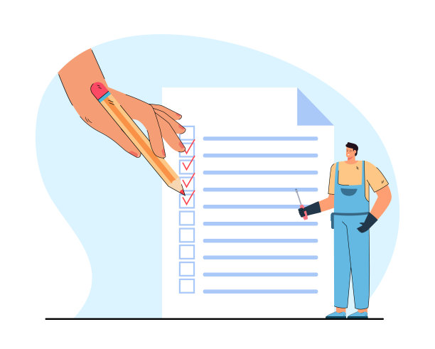 小小的技师或修理工，巨大的手拿着清单图片下载