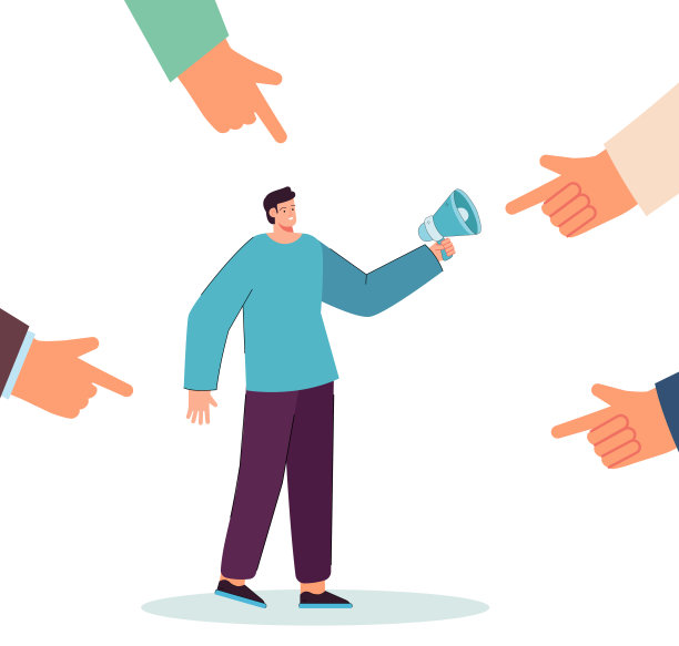 手指指着拿着扩音器的卡通人图片下载