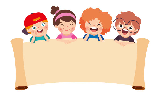 卡通孩子与空白横幅图片下载