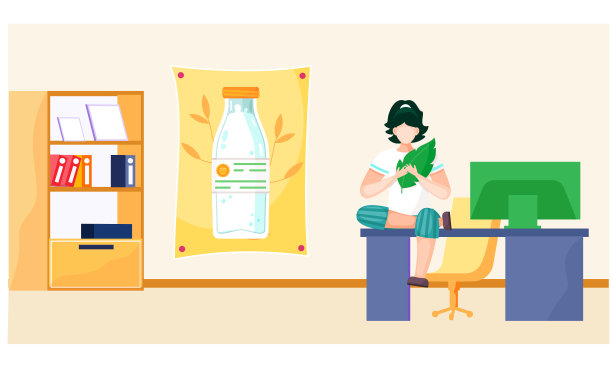 在办公室矢量插图的桌子上做瑜伽的商人。女孩坚持健康的生活方式图片下载