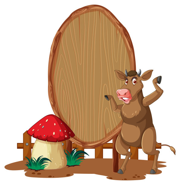 空白椭圆形木制标牌与动物图片下载