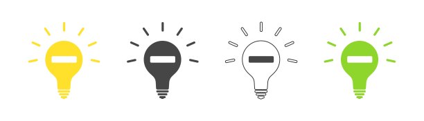 电灯泡集合中的乘法图标。向量。图片下载