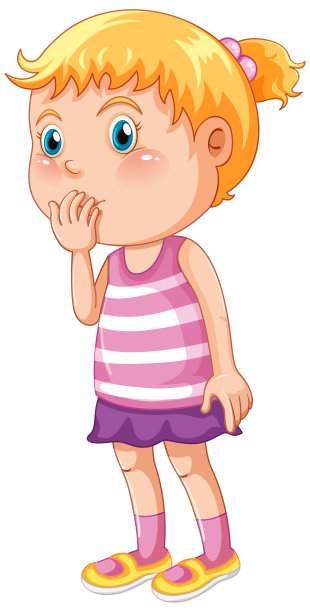 可爱的女孩穿着粉色衬衫的卡通人物图片下载