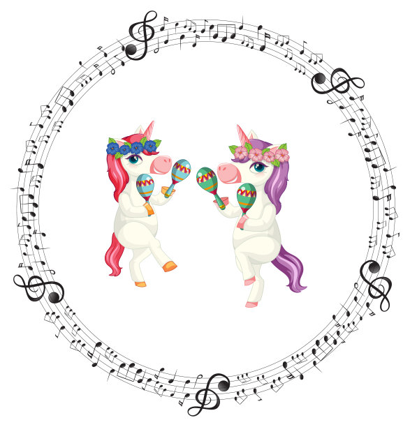 卡通独角兽玩沙球图片下载