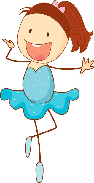 一个被孤立的涂鸦芭蕾舞演员卡通人物图片下载