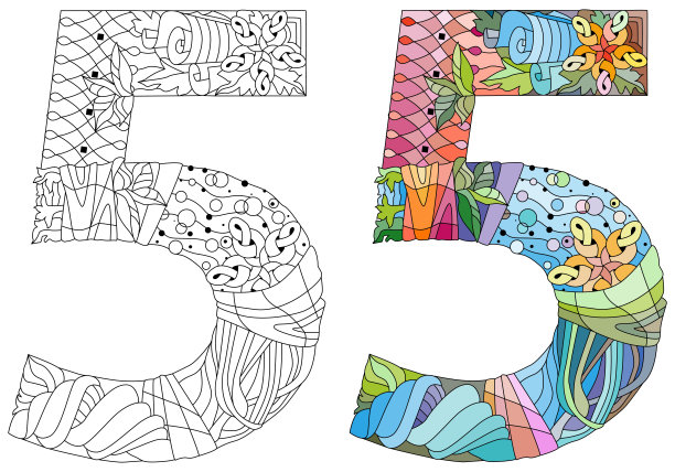 5号复古字体。雕刻设计。矢量插图。图片下载