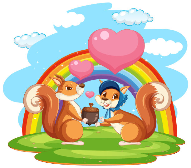 两只松鼠在花园里图片下载