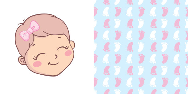 为新生儿准备的一套现成的设计。这是一个男孩。这是一个女孩。矢量插图。图片下载