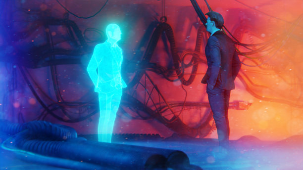 数字双胞胎或化身的概念与人被镜像图片下载